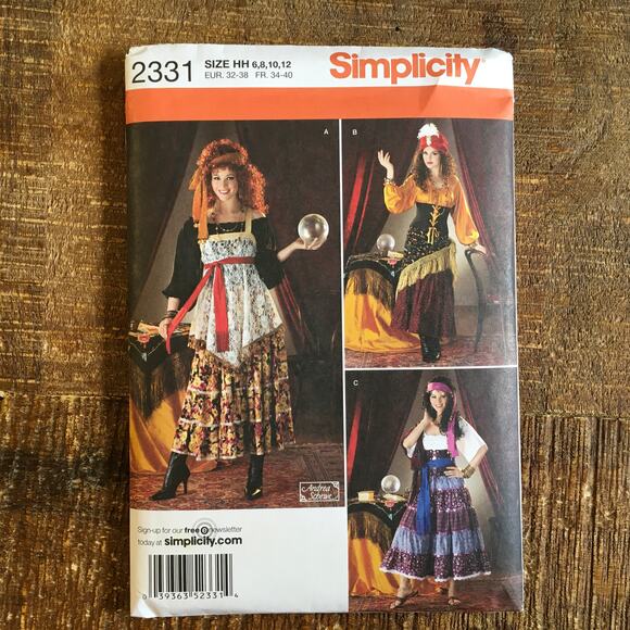 Simplicity Sewing Pattern 2331 Esmeralda Fortune Teller Costume Gypsy 6-12 UNCUT - Picture 1 of 2